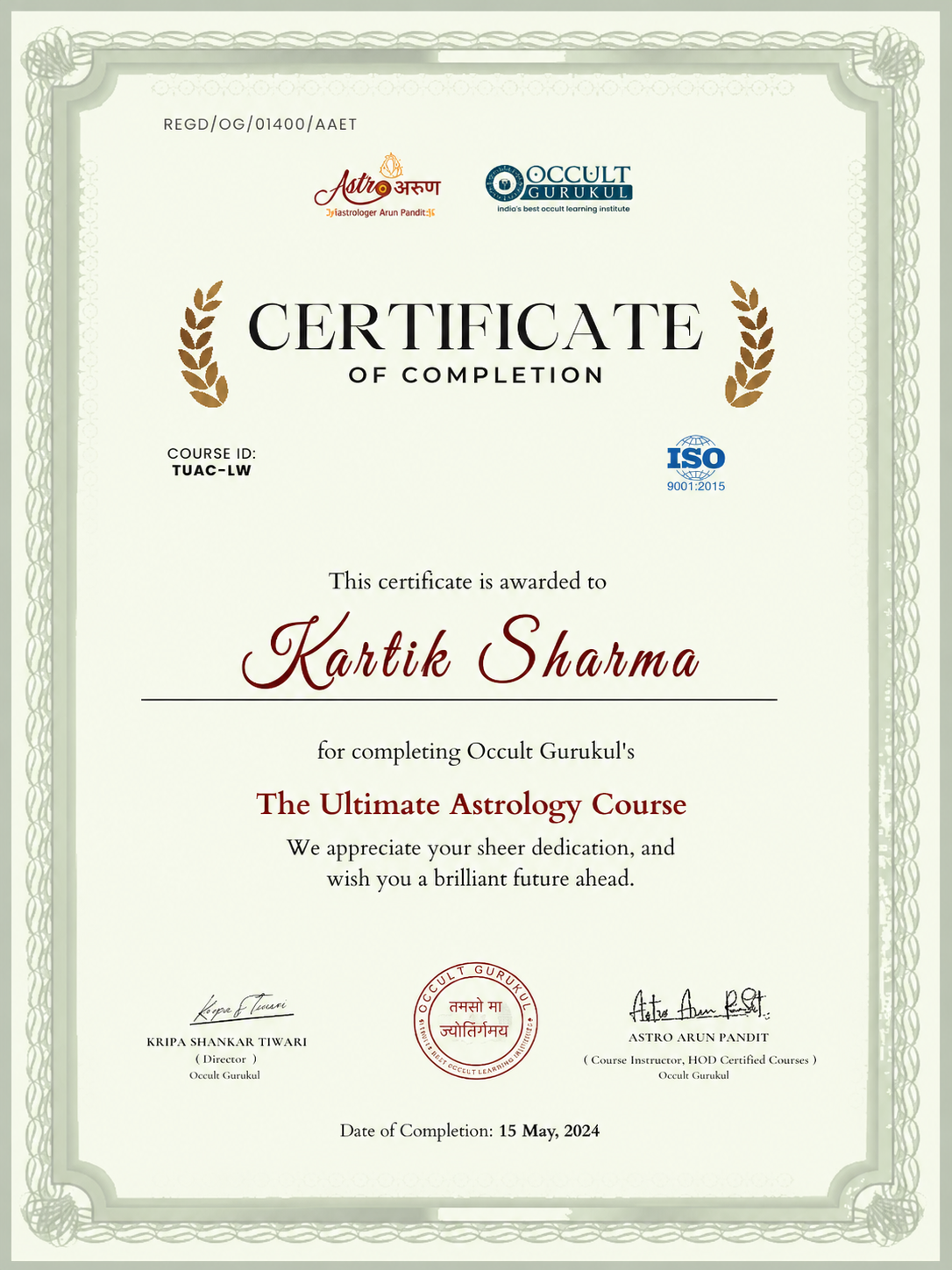 Vedic Astrology Certificate