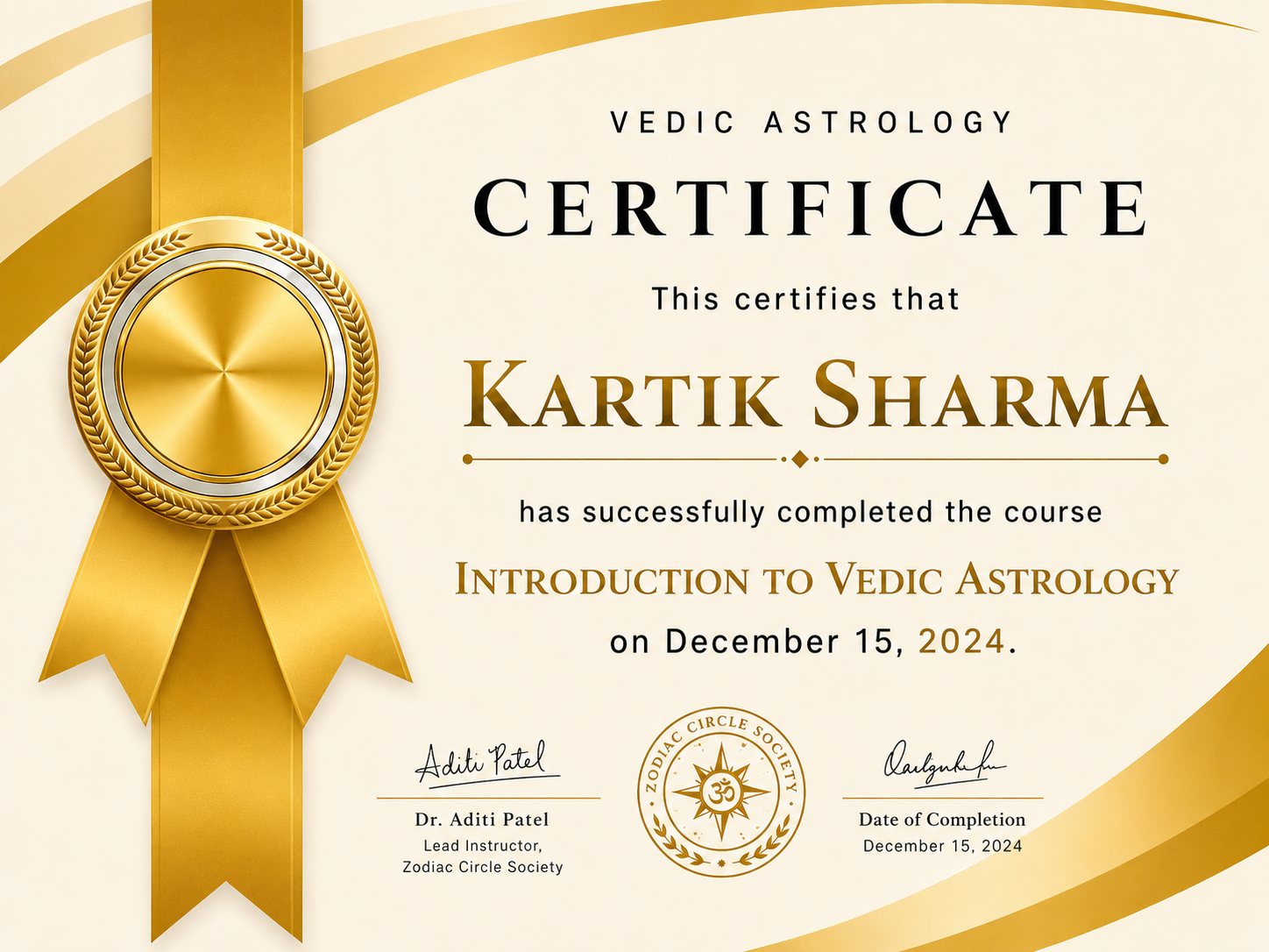 Spiritual Healing Certificate