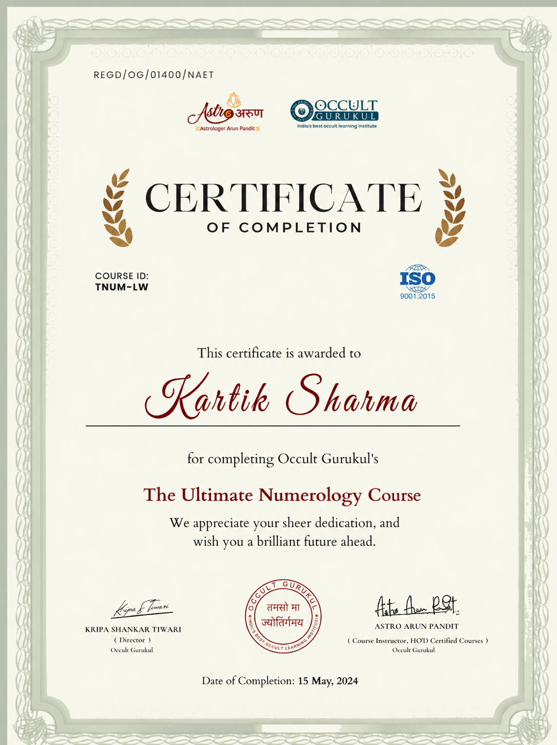 Numerology Certification